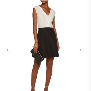 Sandro Rupa Lace-up and cotton-blend mini dress